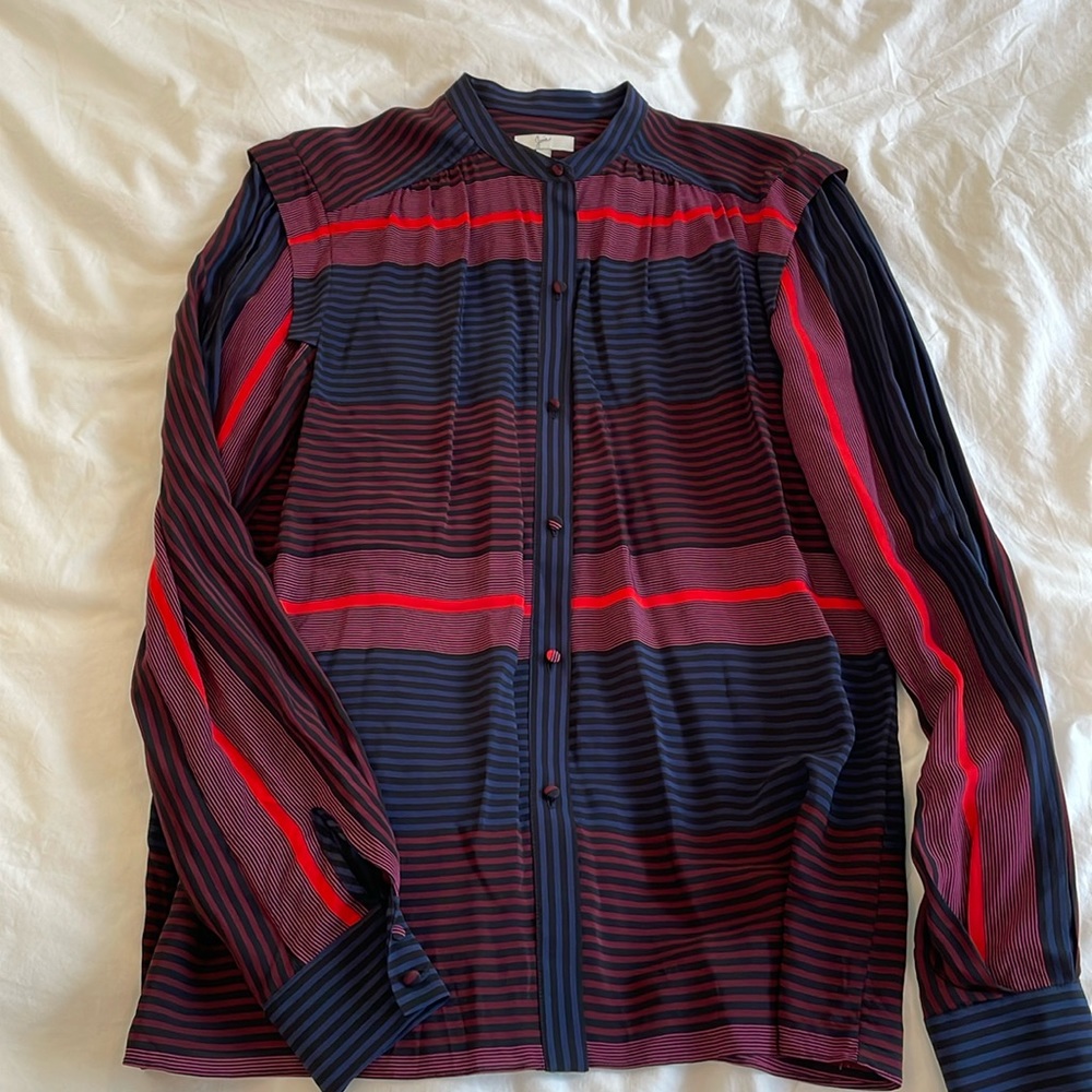 Joie blue striped long sleeve blouse